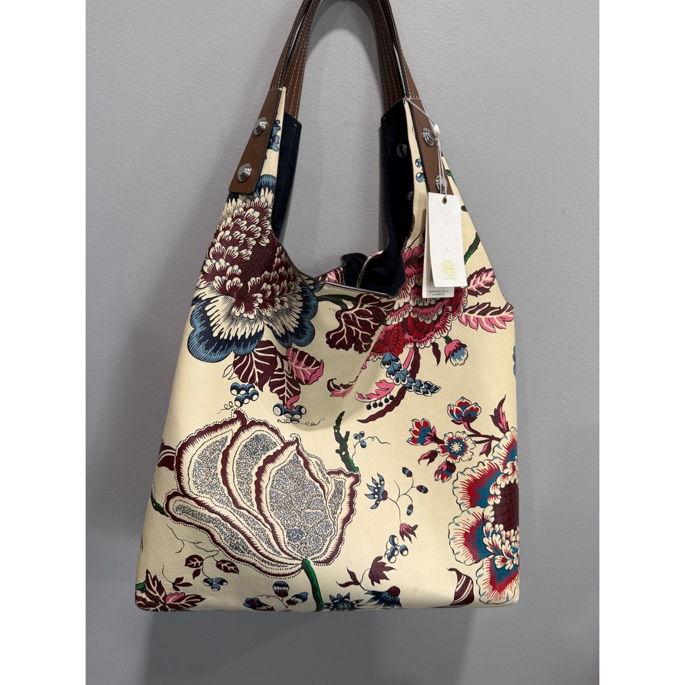 Tory Burch Rory Printed Tote Happy Times Floral Leather Hobo Bag 60213 NEW